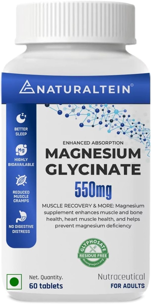 Magnezij Glicinat dodatek - 60 tablet x 121 mg Elemental Magnezij, 555 mg enkrat na dan ženske Čisti kelirani biglicinat za dobro zdravje in spanje - preizkušen in zaupanja vreden za težke kovine