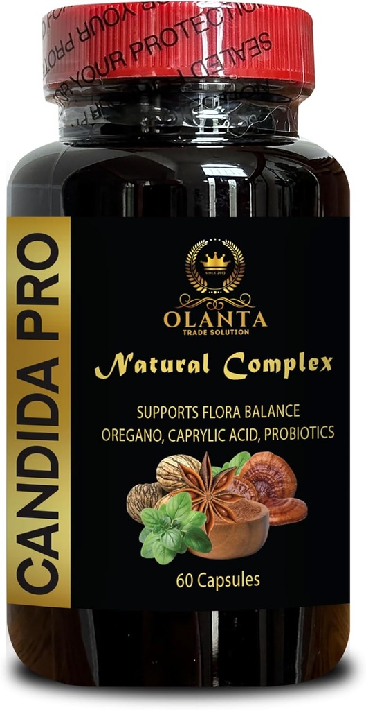 Generična Candida PRO - Flora Balance Control, Candida dodatek, Vse naravno drobovje čiščenje, Probiotic Complex, Origano in kaprilna kislina, Proti prekomerni rasti dopolnila za ženske in moške - 1 steklenica