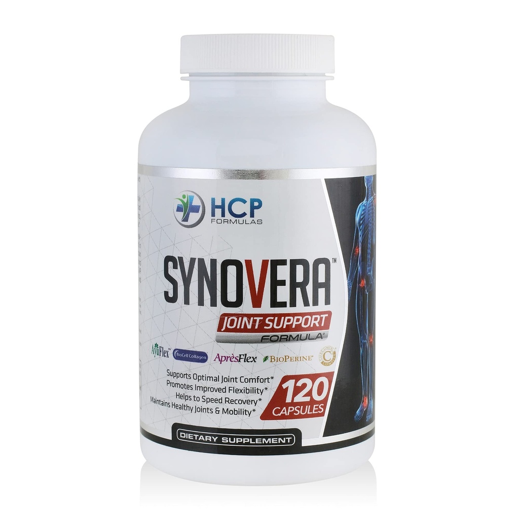 Synovera - Skupni podporni kompleks s kurkuma ekstrakt & kolagen - Mobilnost in prilagodljivost - Zdravi sklepi, Tendon, Ligament, in Synovial Tissue - Prehranska dopolnila - 120 Caps