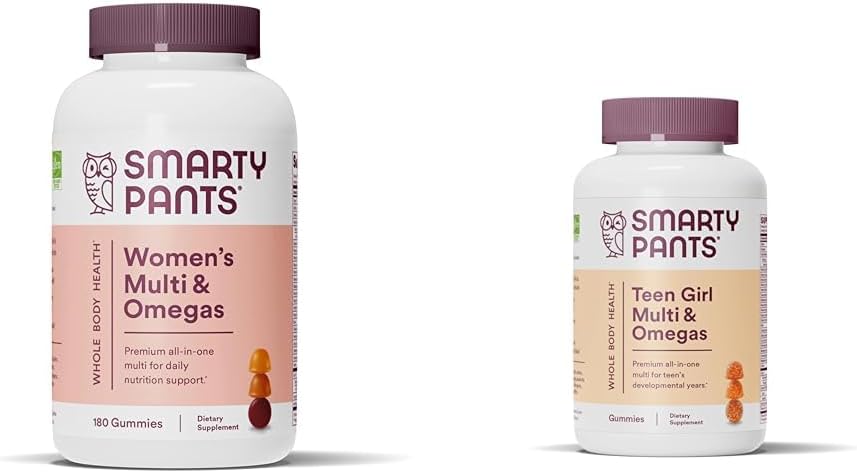 SmartyPants ženske multivitaminske žvečilke: Omega 3 ribje olje (EPA/DHA) in najstnica multivitaminske Gumies: Omega 3 ribje olje (EPA/DHA)