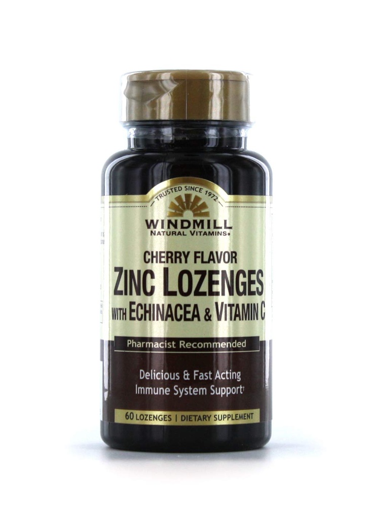 Vetrnice Vitamini cink Lozenges z Echinacea & Vitamin C - Cherry Flavor, 60 Lozenges, 60 Serving, 60 Count