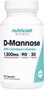 Nutricost D-mannoza z izvlečkom brusnic za ženske 1300mg 90 kapsul