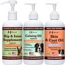 Družba Natural Dog Company Wellness Bund$le za pse, Toppers hrane, tekoči dodatki z (1) Koža in Coat olje, (1) Tekoči glukozamin, (1) Umirjanje olje