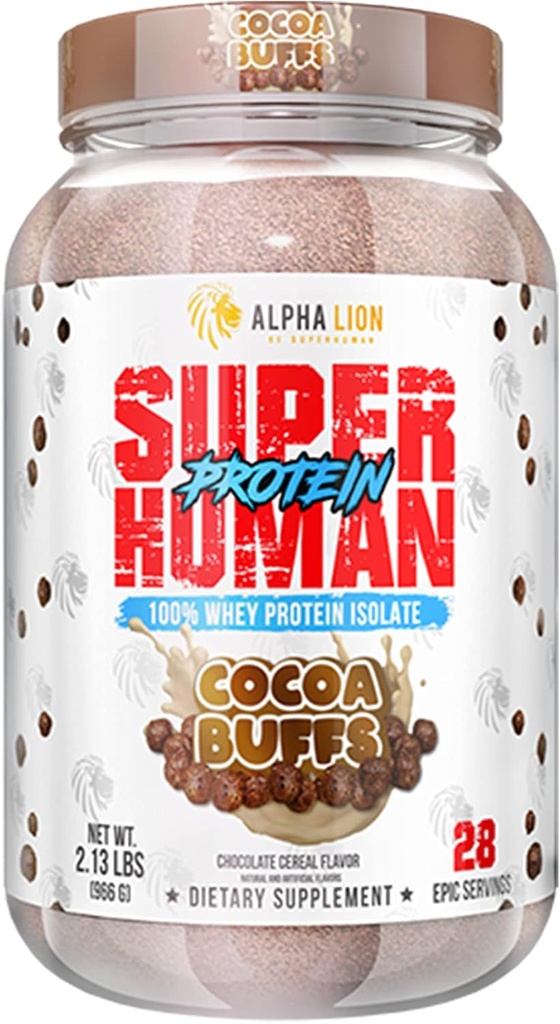 ALPHA LION superhuman sirotkine beljakovine v prahu, odličen okus čistega sirotkinega proteina izolat, nizka vsebnost ogljikovih hidratov, nizka vsebnost sladkorja, brez breskve post vadbe, regeneracija mišic in rast (28 serviranja, kakav buffs)