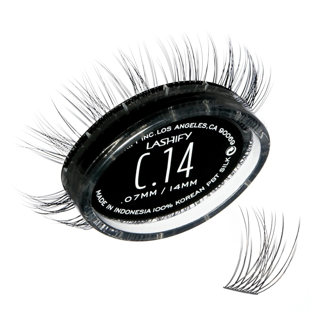 Lashify Curl 14mm Gossamer DIY razširitve trepalnice ponovno polnjenje, črna, enostavno lažne trepalnice za naravni videz