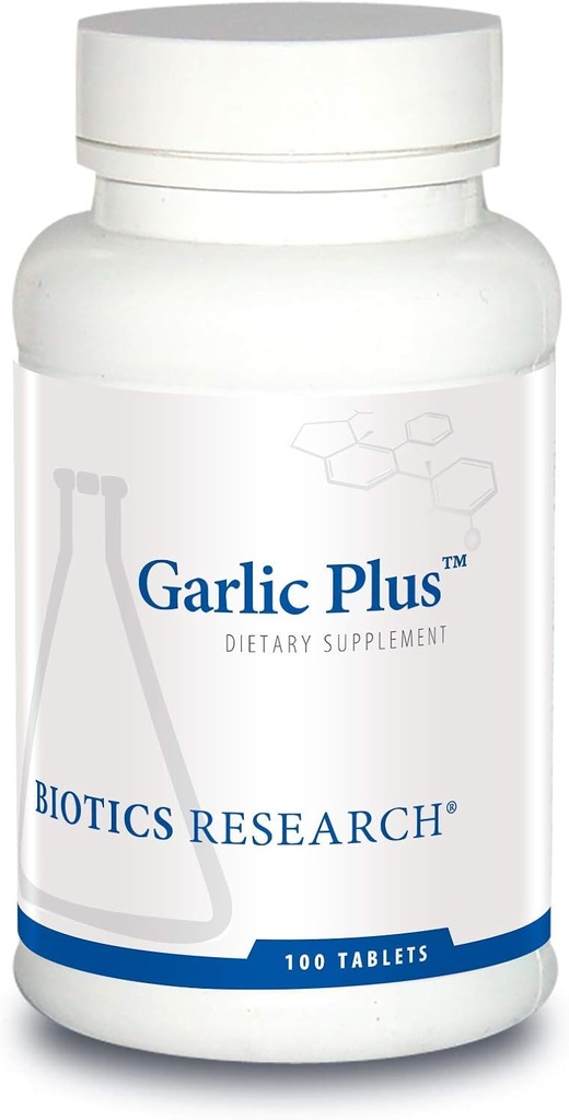 Biotics Research Garlic Plus Pure Garlic Concentrate Plus Vitamin C and Chlorophyllins, Supports Cardiovascular Health, Immune Function, Strong Antioxidant 100 Tablets