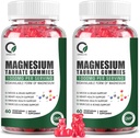 2 Pack Magnezij Taurate Gumies - Magnezijev Taurat, Magnezijev Glicinat, Magnezijev Citrat Plus cink Vitamin B6, Podpora Zdravje srca, Mišice Sprostitev, zdravje kosti - 120 Število