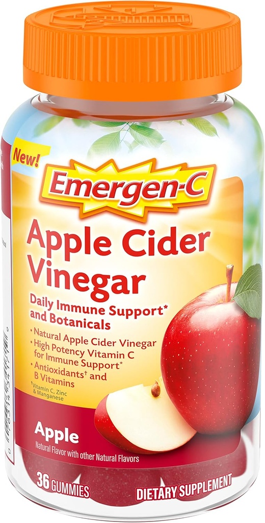 Emergen-C Apple Cider Kis vitamin C Gumies, prehranska dopolnila za imuno podporo, Apple - 36 Count