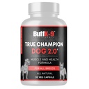 BuffK-9 True Champ 2.0 Muscle Building dodatek za pse, pasje podporne kapsule z vitaminom B6 B12 Ashwagandha Folat za mišice, kosti in skupno podporo, 30 Veg kapsule
