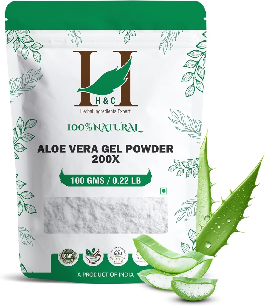 H&C Zeliščne sestavine Strokovno 100% Pure Aloe Vera Gel Gnojilo v prahu 200X 100g 