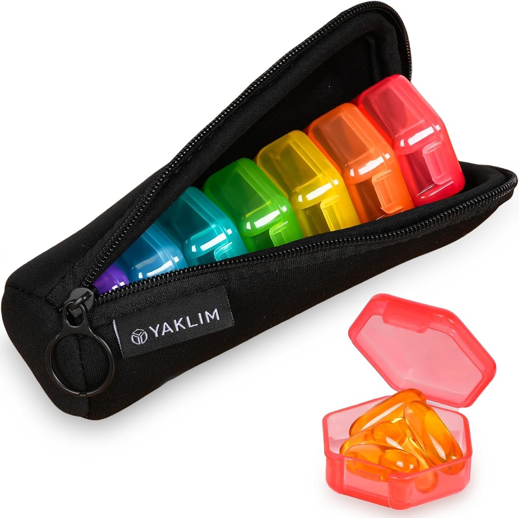 Majhne tablete Box, 7 Packs potovalne tablete zaboj z vrečko, Mini tablete Organizator za žepno torbico, Dnevno prenosljiv Medicine Vitamin Box, Fish Oil Box, Dopolnilno polje