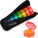 Majhne tablete Box, 7 Packs potovalne tablete zaboj z vrečko, Mini tablete Organizator za žepno torbico, Dnevno prenosljiv Medicine Vitamin Box, Fish Oil Box, Dopolnilno polje
