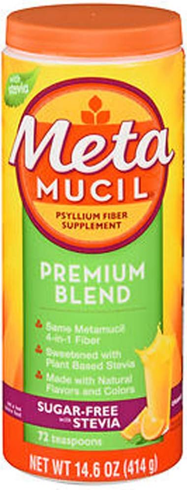 Metamucil Premium mešanica Psyllium Fiber v prahu sladkor brez Stevia Orange - 14,6 oz