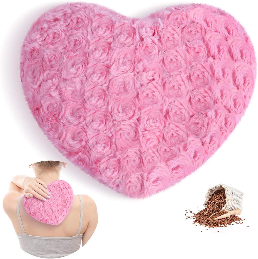 Atsuwell mikrovalovna grelna Pad, Večnamenski toplotni vlažni vzglavnik, Fluffy Microwavable Toplotni Pad za Cramps, Joints, Neck, Vlažna toplotna kompresija za blažilni mišični tlak in sprostitev, roza