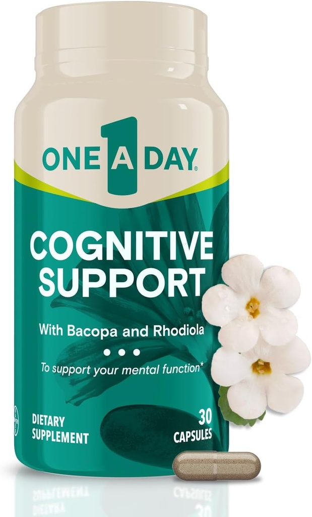 One A Day Cognitive Supplement – Brain Supplement za podporo kognitivne uspešnosti za moške in ženske z Bacopa. Vključuje tudi Rhodiola, & Sveti Bazilij, 30 kapsul (Packaging May Vary)