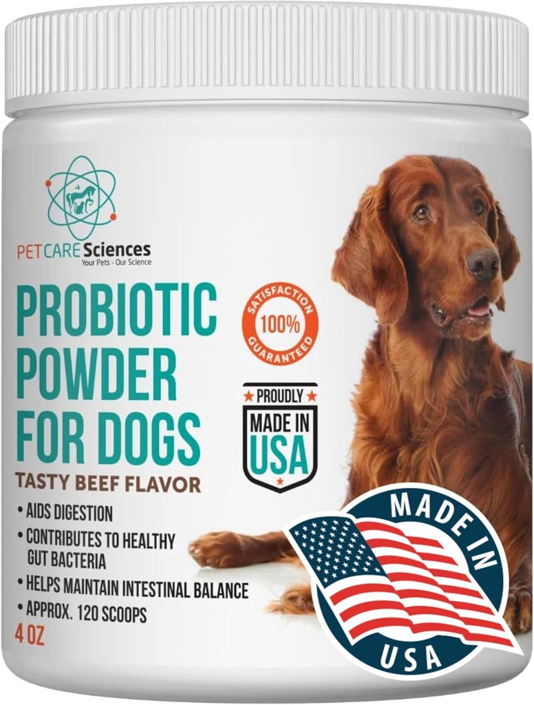 Pribl. 120 Serving of Dog Probiotic Powder - Probiotiki in prebavne encime dopolnilo in pes Prebavna podpora - Made in The ZDA