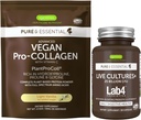Žive kulture+ Lab4 Probiotiki + Vegan Vanilla Collagen Protein Powder Vegan Bundel, Popolna Collagen Booping Formula + 25 milijard CFU Probiotik z ne-Bloating Prebiotic, Igennus