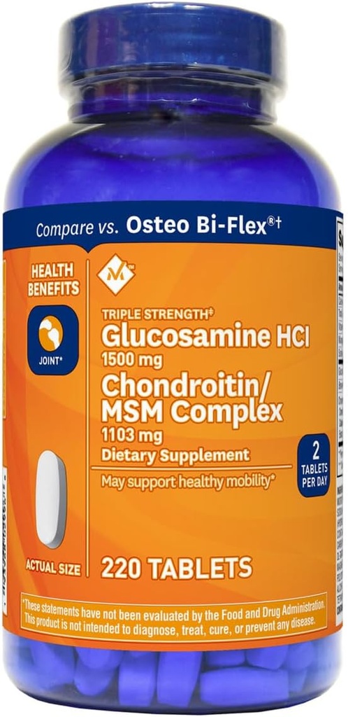 Član's Mark Triple Jakost Glukozamin 1500 mg & Chondroitin MSM 1288mg Tablete (1 steklenička (220 tablet))