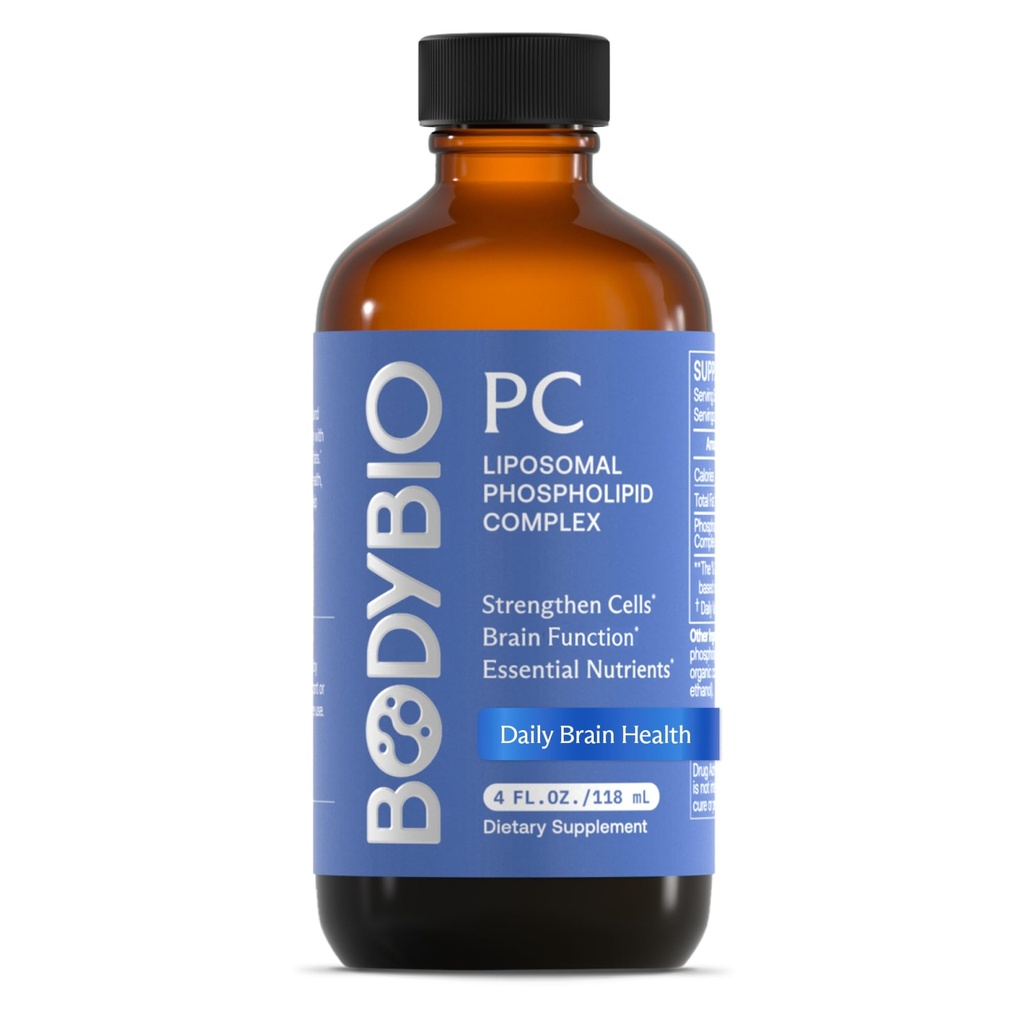 BodyBio PC - Fosfatidilholin za zdravje možganov, mentalna jasnost, kognitivna funkcija, celična popravila in zdravo staranje, fosfolipid kompleks dopolnilo za nežno dnevno detox