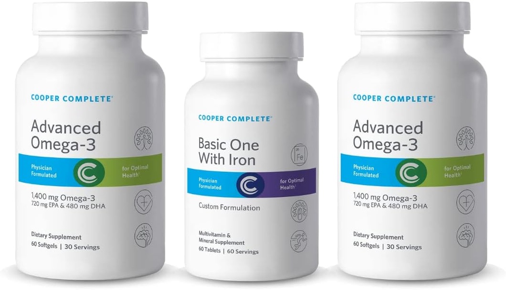 Cooper Complete - osnovni en multivitaminski z železom - dnevno multivitaminski in mineralni dodatek Plus ribje olje dodatek - 60 dnevna dobava
