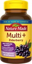Narava narejena Multi + Elderberry kapsule, multivitaminski za ženske in moške Daily Immune Support, Ženske, En ženski vitamin na dan, 60 Število, Brown, Paket po 1 (HL000220)