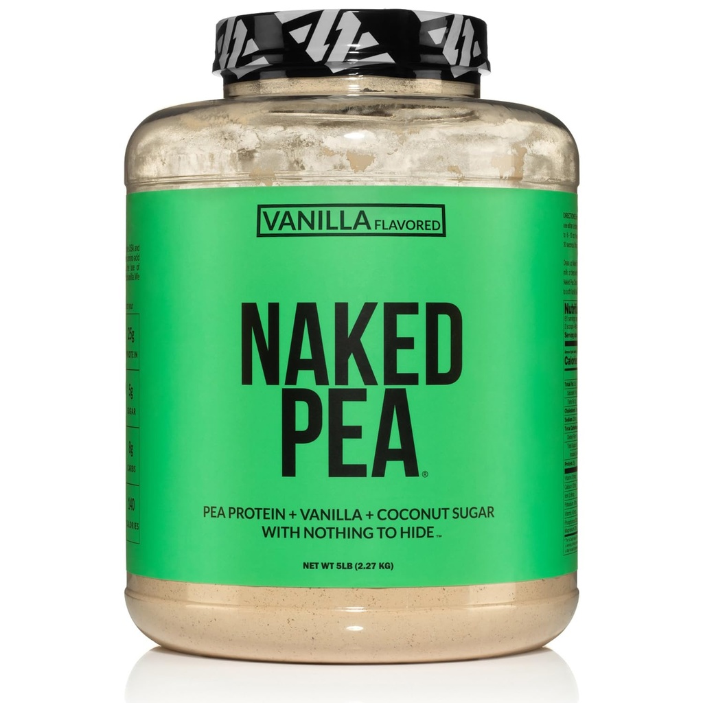 NAKED Pea - Vanilla Pea Protein - Pea Protein Izolat iz severnoameriških kmetij - 5lb razsutem stanju, na rastlinski osnovi, vegetarijanski in veganski protein. Enostaven za digest, brez glutena, brez laktoze, brez soje