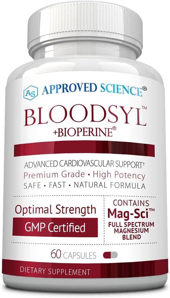 Odobrena znanost Bloodsyl - podpira pretok krvi - Hawthorn Berry, Magnezij, BioPerin - Vegan - 60 kapsul - pakiranje po 1