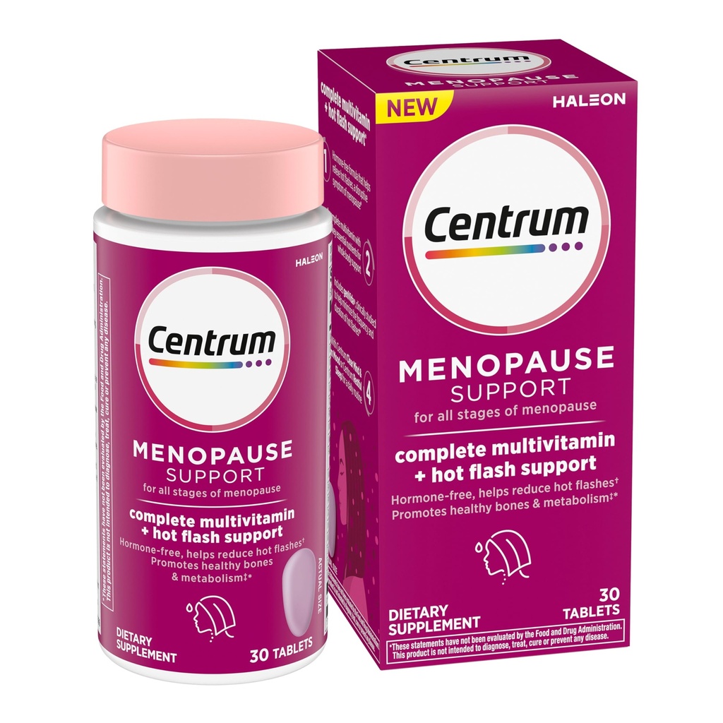 Centrum complete multivitaminski dodatek + Vroč Flash podpora Menopause podporo tablete, s klinično študija geniVida, 30 Število