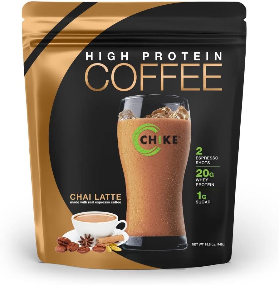 Chike Chai Latte High Protein Iced Coffee, 20 G proteini, 2 Shots Espresso, 1 G sladkor, Keto prijazno in Gluten brezplačno, 14 Serving (16 Ounce)