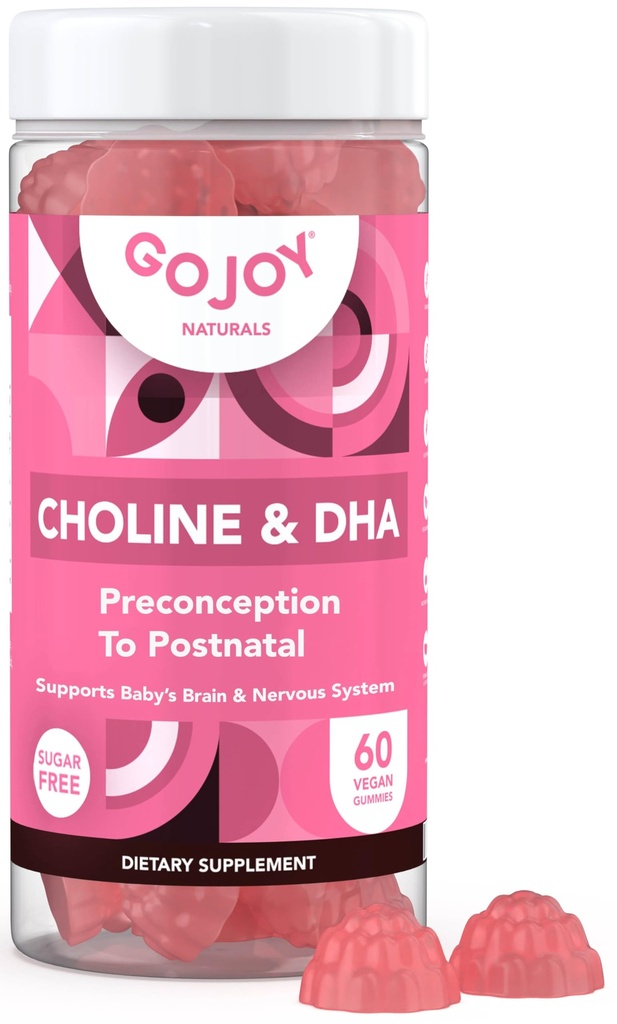 Prenatal Choline & DHA Gumies - Preconception to postnatal Gummy Vitamin dodatek za nosečnice - sladkan z Monk sadja - 3. stranka testiran - Non GSO, Gluten brezplačno, Vegan