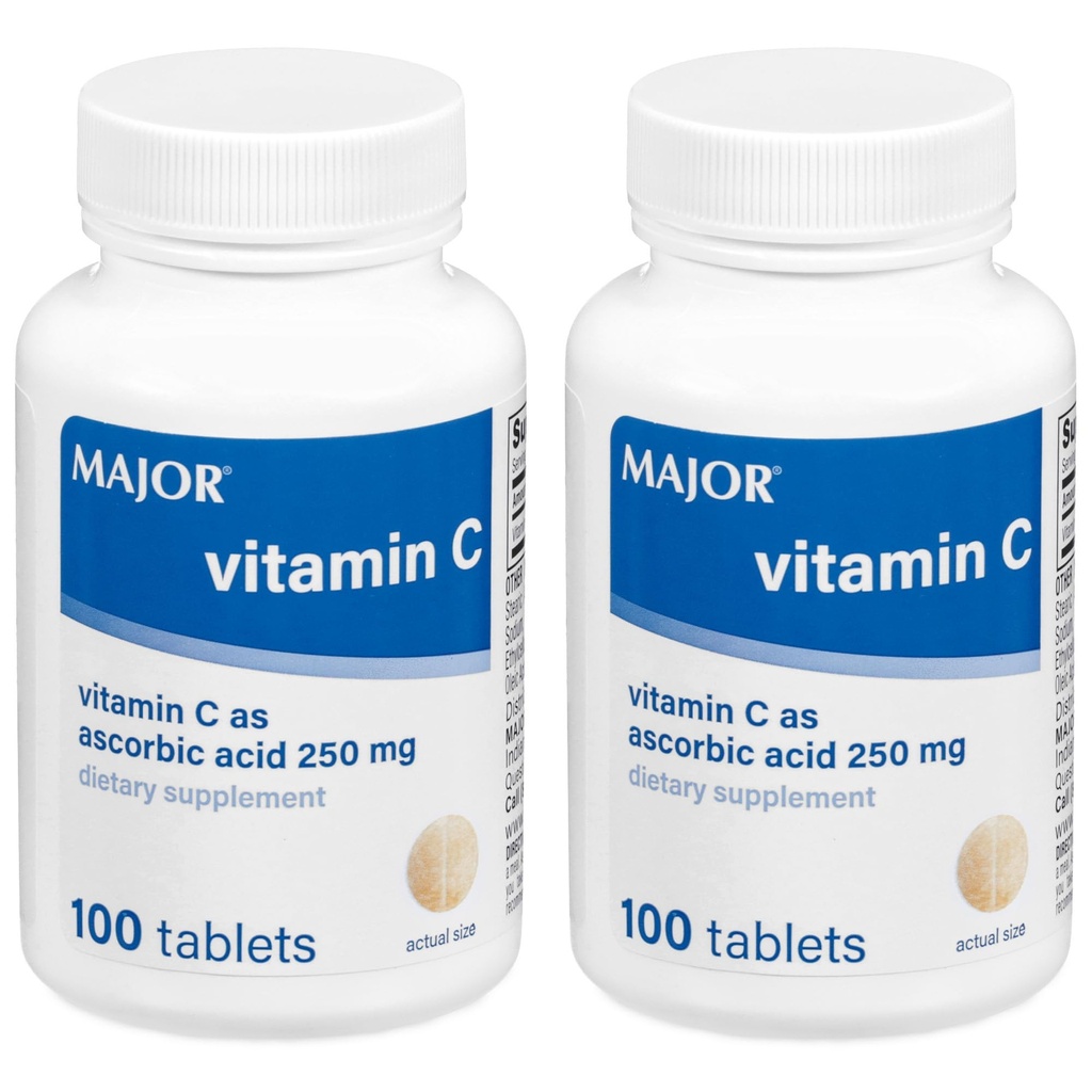 MAJOR Vitamin- C 250 mg tablete askorbinske kisline, 100 CT - pakiranje po 2