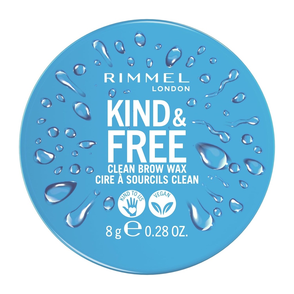 Rimmel London Kind & Free, Clear, Brow Wax, Enostaven za uporabo, Dolgotrajni Hold, Brez Flaking, Brez ostankov, Dvigane brvi, 0.28oz