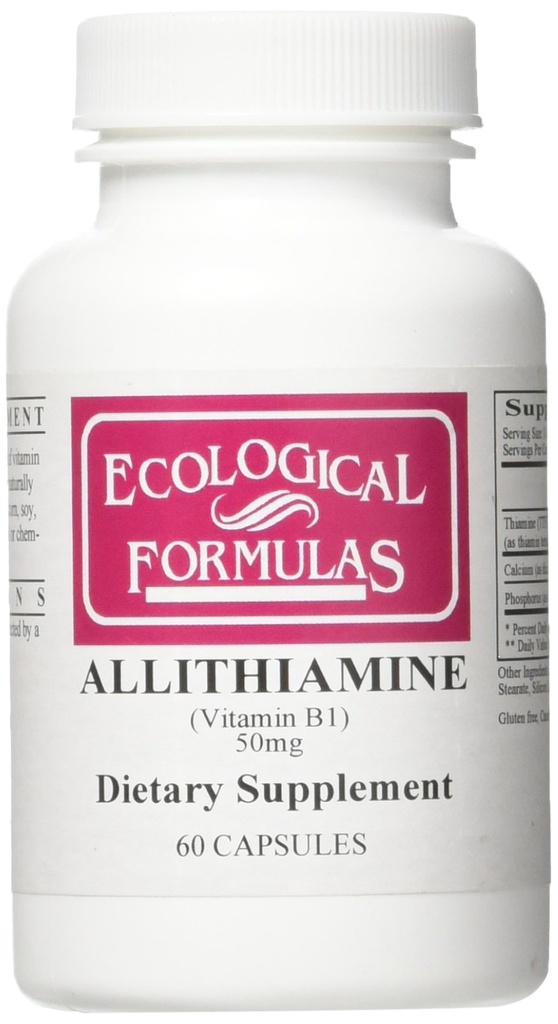 Ekološke formule Alithiamin Vitamin B1 50 Mg, Bela, 60 Število