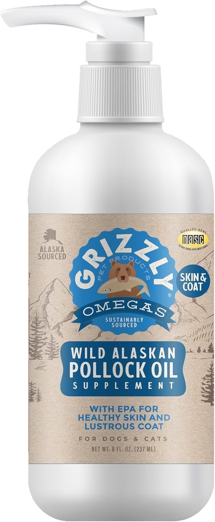 Grizzly Pet Products Pollock Oil Dog Food Supplement, 32 Ounce