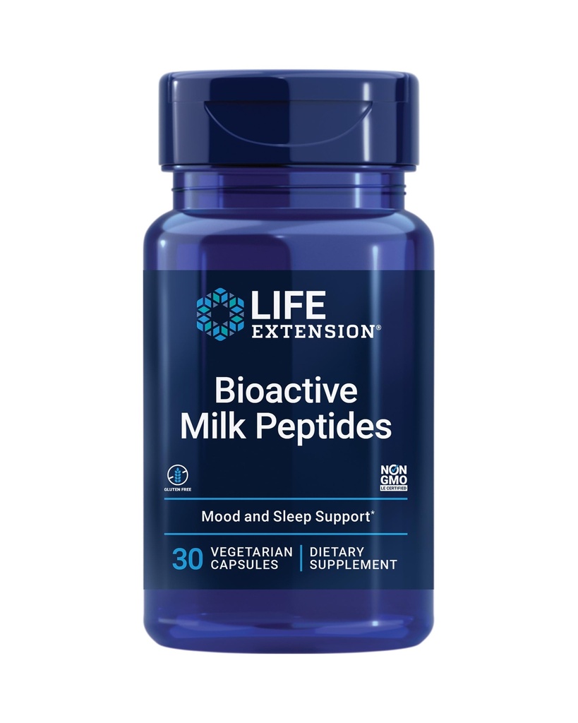 Življenjska razširitev Bioaktivni mlečni peptidi, zdrava podpora razpoloženju, dodatek za spanje, sprostitev, mlečni peptidi, kazeinski dekapeptid, hormon-free, gluten-free, ne-GMO, vegetarijanski, 30 kapsul