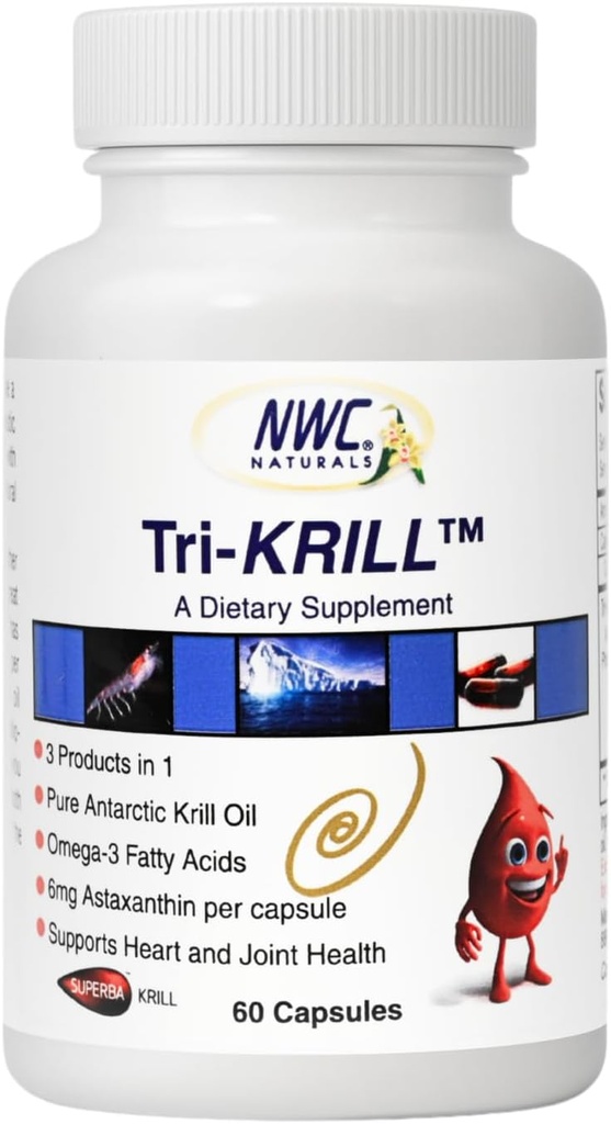 NWC Naturals Tri-Krill Oil dodatek za moške in ženske, podpira skupno zdravje, delovanje možganov, in splošno Wellness z astaksantin