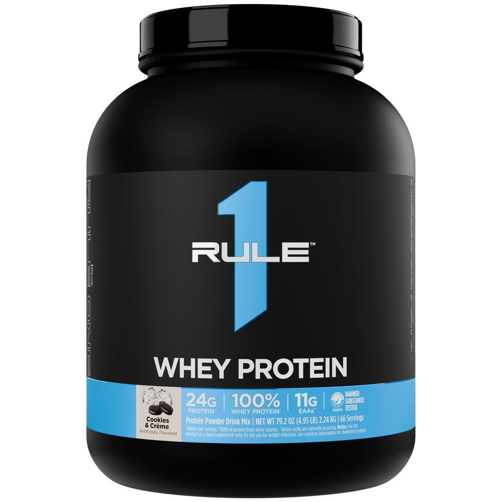 Pravilo 1 Whey Protein – 24g hitro delujoče beljakovine iz vseh Whey virov z naravno pojavljanjem EAAs & BCAA za regeneracijo vadbe ali kadar koli uporabe (5 funtov*, Piškotki in Crème)