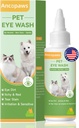 Kapljice za oči za pse in mačke: Pet Eye Wash to Soothe Alergy & Iriting - Dog Eye Kapljice za lajšanje suhe oči Rožnate oči - Pet Tear Stain Cleaner - Primeren za vse živali