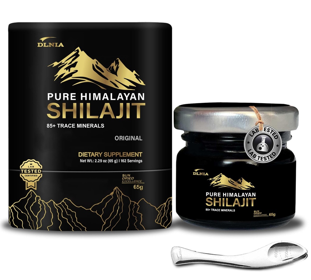 Shilajit Pure Himalajski organski Shilajit Resin dodatek- Zlato+ Stopnja s 85+ Trace Minerali s 75% Fulvic Acid, Skupna energijska in imunske podpore, Pure Shilajit za moške in ženske, 65g