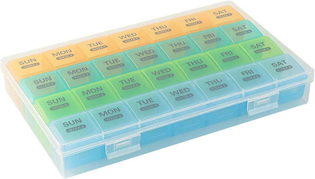 Mesečno tablete Organizator 1 Čas na dan z prahProof primera, ekstra velike 4 tednov tablete Box enkrat na dan, 28 dni Tablete Vsebnik 1 na dan, tedenski vitaminski primer, Dnevno zdravilo Organizator za ribje olje