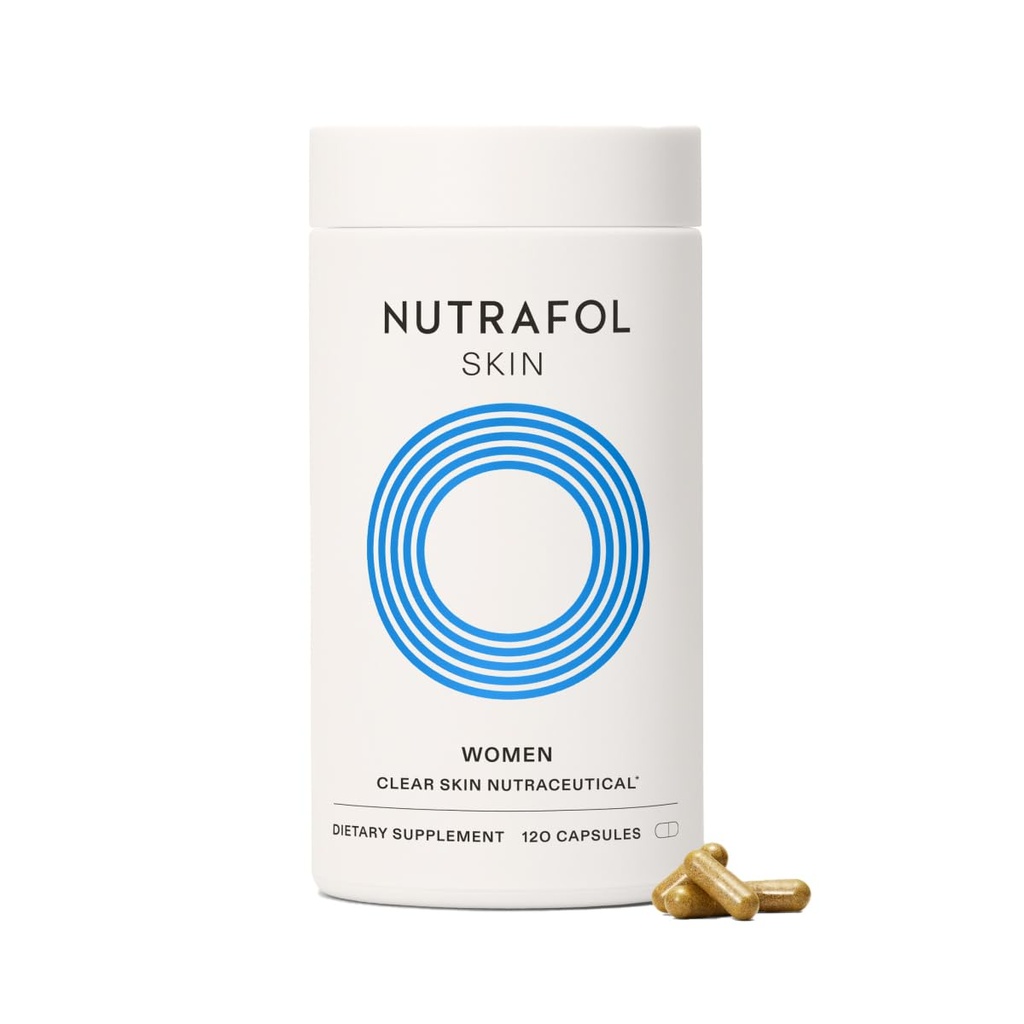Nutrafol Clear Skin Acne Supplement za ženske, Klinično testiran za bolj jasno, bolj gladka koža, Zdravnik-formulirani, Vegan