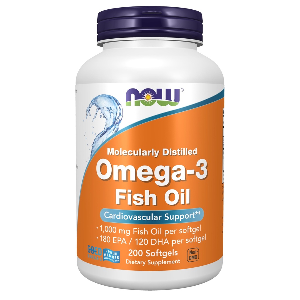 NOW Foods Supplements, Omega-3 180 EPA / 120 DHA, molekulsko destilirana, kardiovaskularna podpora*, 200 Softgels