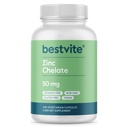 BESTVITE Cinkov chelat 50mg (240 vegetarijanskih kapsul) - brez stearat - brez dikalcijevega fosfata - Vegan - brez GSO - brez glutena