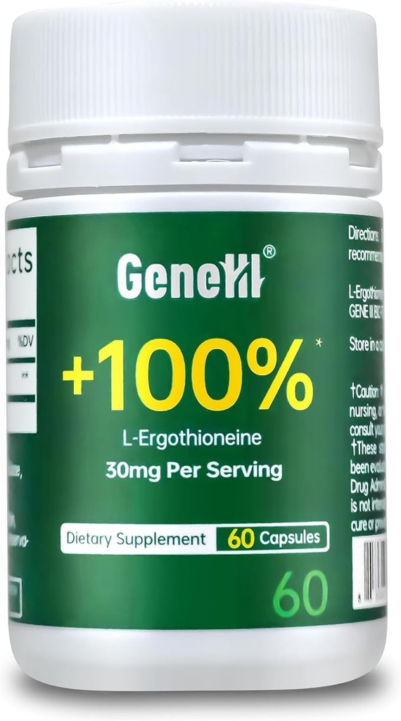 L-ergotionein dodatek, 30mg (EGT)/serving, 6X Ergotionein goba ekstrakt dopolnila Dolgoživost, Imunska podpora, Zdravje srca in možganov, Lab Tested, Made in ZDA, 60 Servings