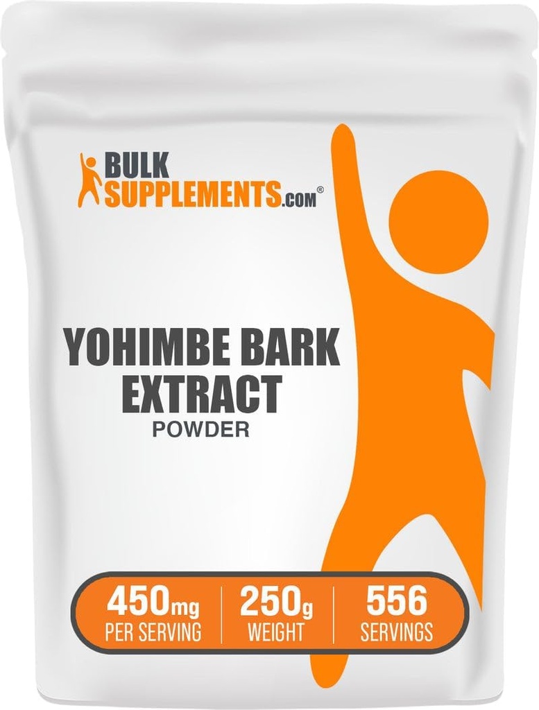 BulkSupplements.com Yohimbe Extract prašek - Yohimbe Bark Extract - zeliščni dodatek, Gluten Free, 450mg na serviranje, 250g (8.8 oz) (Pack of 1)