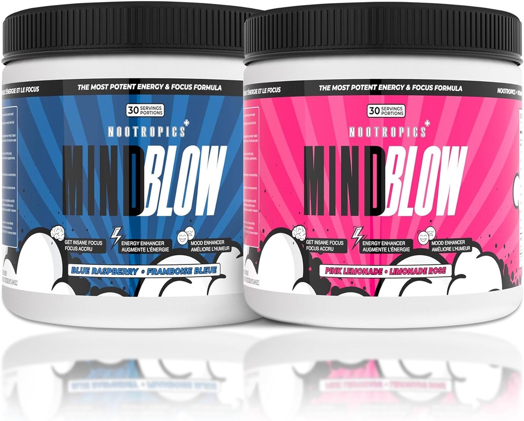 Mind Blow - Nootropics Cocktail za energijo, fokus in sreča za študente, podjetnike, trde delavce in igralce (30 strežnikov)