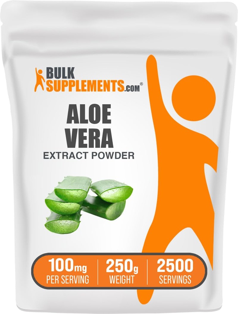 BulkSupplements.com Aloe Vera Extract Powder - Aloe Vera dodatek, Zeliščni dodatek - Vegan & Gluten Free, 100mg na Serving, 250g (8.8 oz) (Pack of 1)
