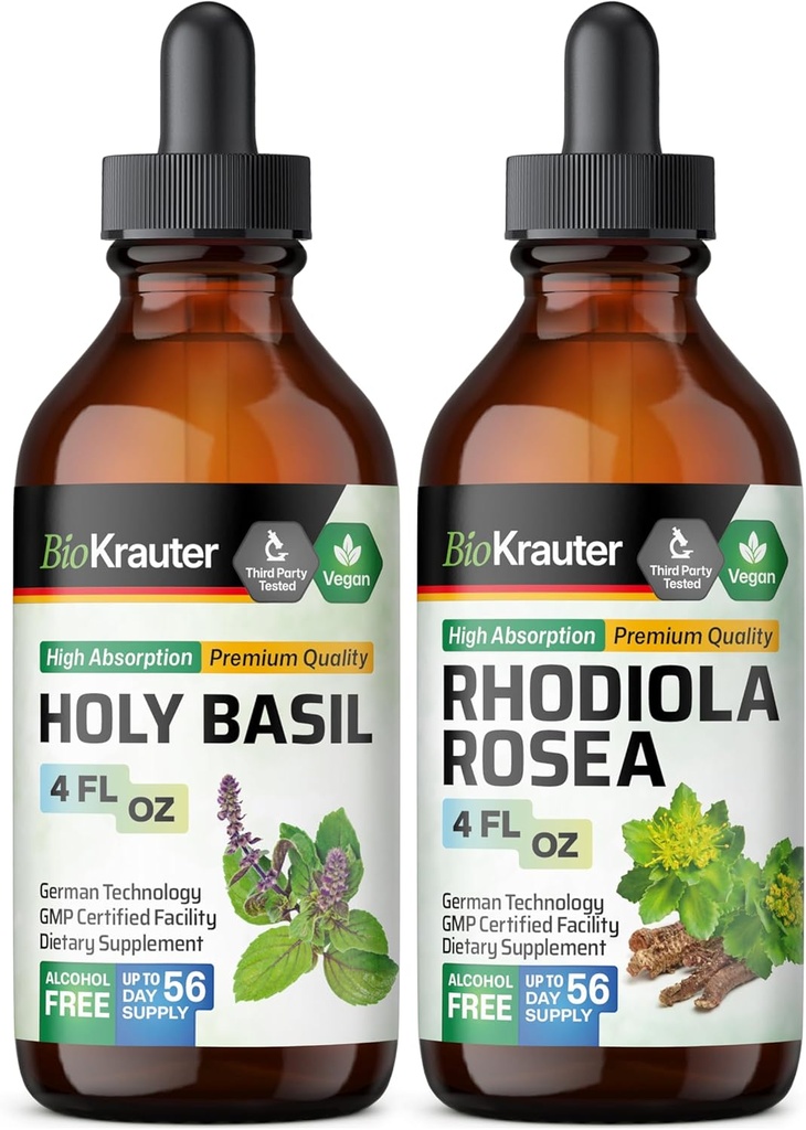 BIO KRAUTER Sveti Bazilij Tinktura 4 Fl. Oz. & Rhodiola Rosea Tinktura 4 Fl. Oz.