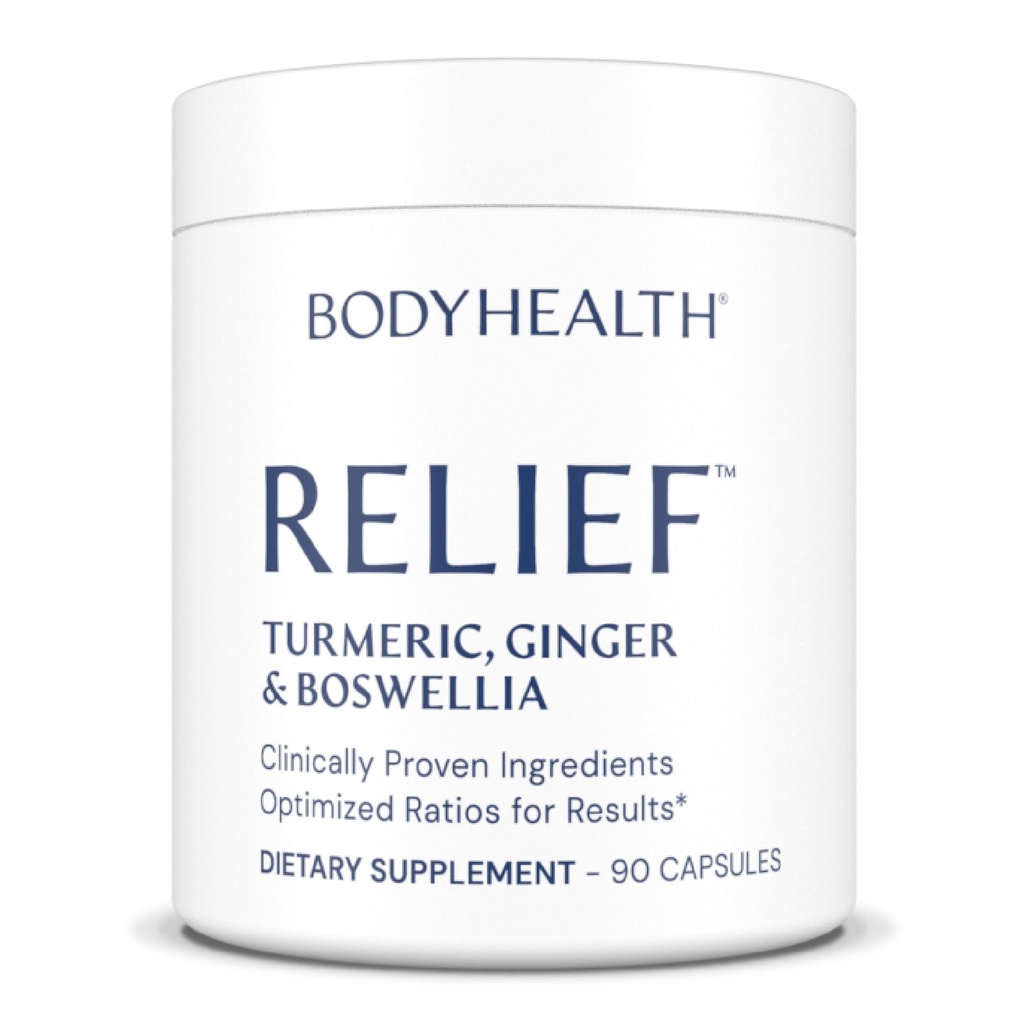 BodyHealth Inflam Relief, Skupni dodatek, Relief za hrbet, kolena, roke, s kurkuma, Boswellia, Ginger, Vse naravne, Ne-GMO, Gluten brezplačno (90 kapsul)